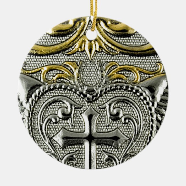 metallisk silverkor för religiös kristendomen julgransprydnad keramik (Framsidan)