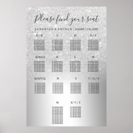 Metallisk sittplatsplan för Silver glitter Poster