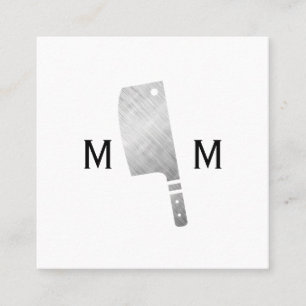 Metallisk slaktarknive-monogram fyrkantigt visitkort