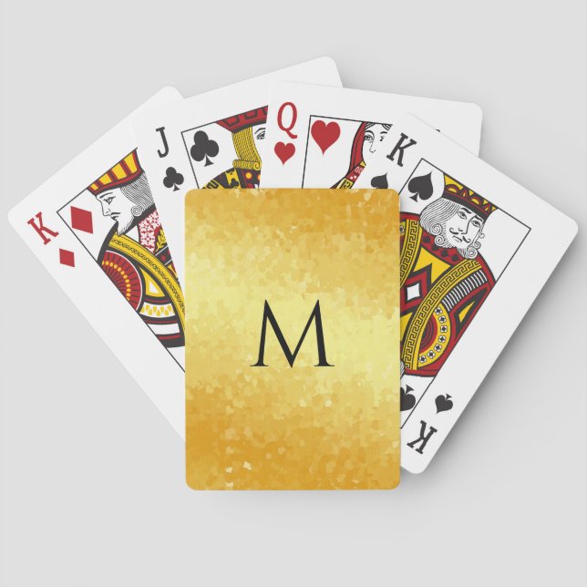 Metallisk sökmall för monogram Faux Guld Casinokort (Baksidan)