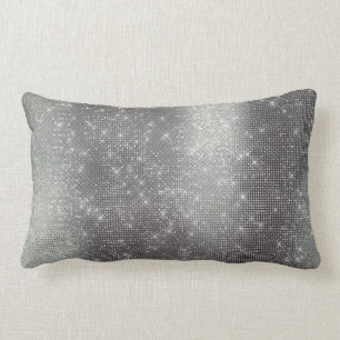 Metallisk Sparkly Sequin för Monochromatic grafit Lumbarkudde