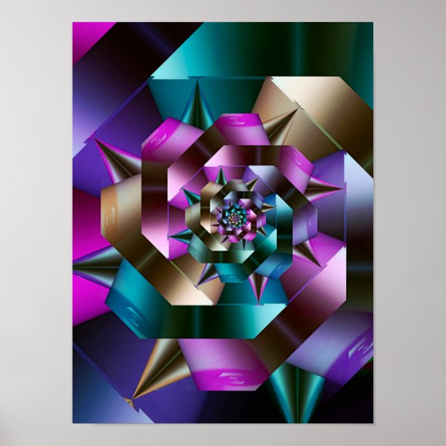 Metallisk Spiral Fraktal Poster (Framsidan)