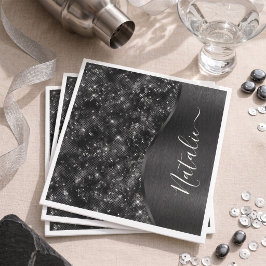 Metallisk svart glitter personlig pappersservett