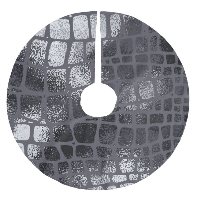 Metallisk svart ormskal: Elegant Struktur Julgransmatta Borstad Polyester (Framsidan)