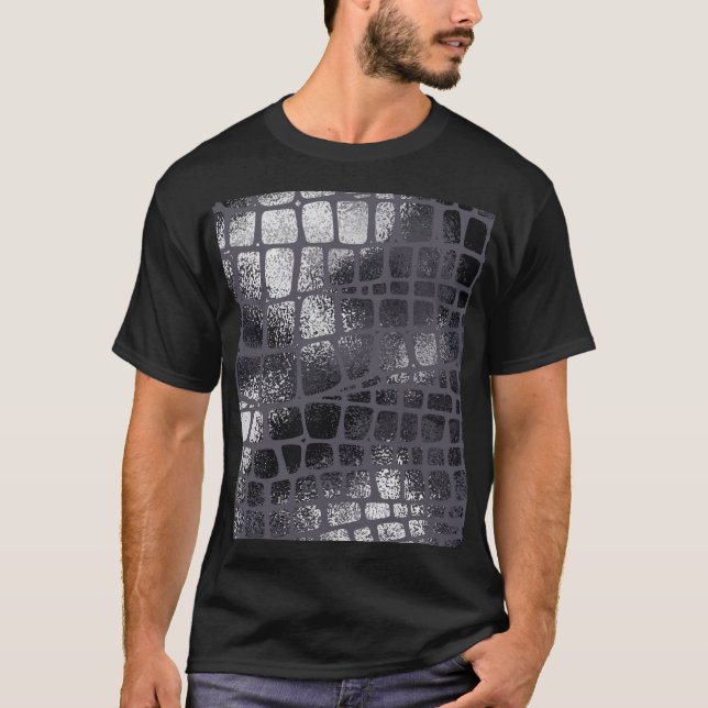 Metallisk svart ormskal: Elegant Struktur T Shirt (Framsida)