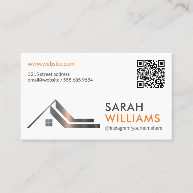 Metallisk Tak överst | Real Gods Agent | QR-kod Visitkort (Framsida)