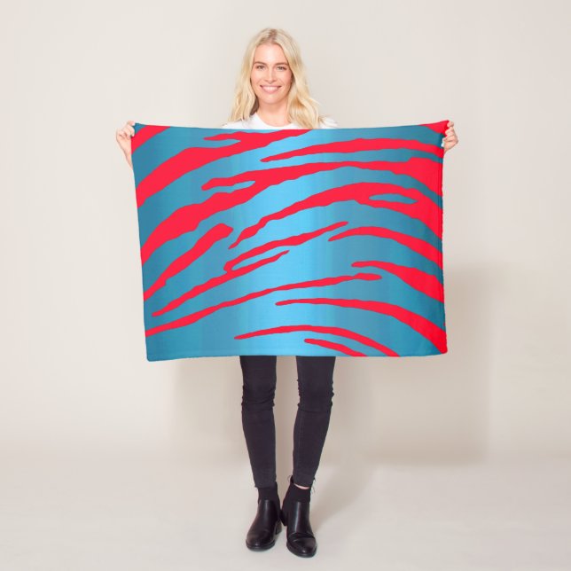 Metallisk tiger Rand Blue Red Fleecefilt (På plats)