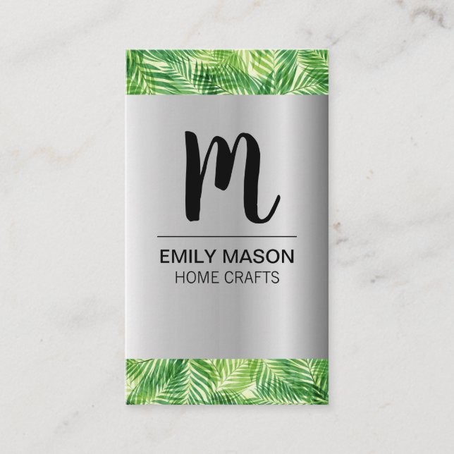 Metallisk träkornstam handflatan Silver Visitkort (Framsida)