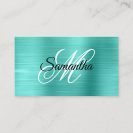 Metallisk Turkos Fancy Monogram Visitkort