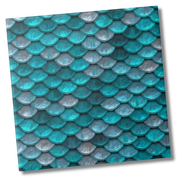 Metallisk turkos Teal Sjöjungfru Scales Mönster Kakelplatta (Metallic Turquoise Teal Mermaid Scales Pattern ceramic tile)