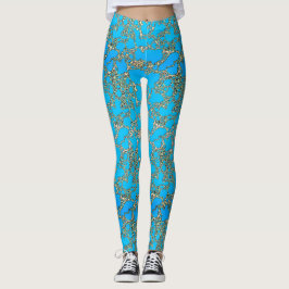 Metallisk turkosdesigndamasker leggings
