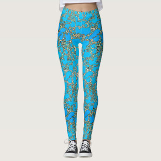 Metallisk turkosdesigndamasker leggings