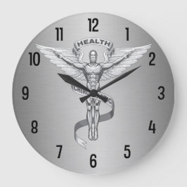 Metallisk-utseende-Logotyp-väggklocka med chiropra Stor Klocka