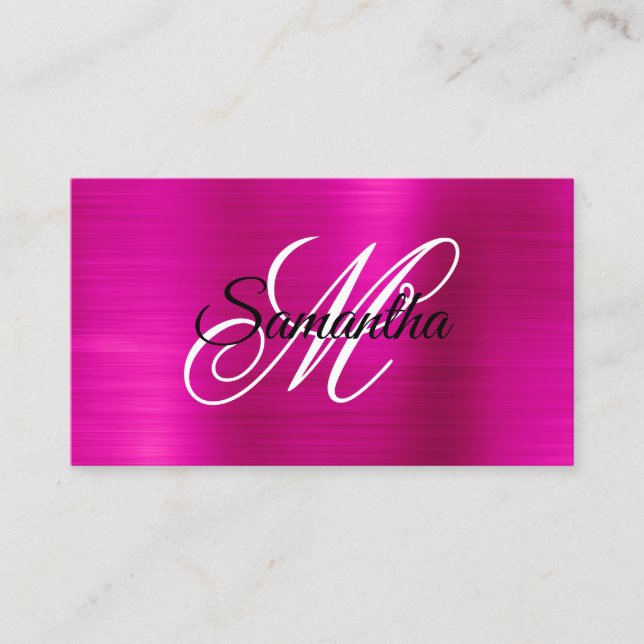Metallisk varmröd folie snygg monogram visitkort (Framsida)