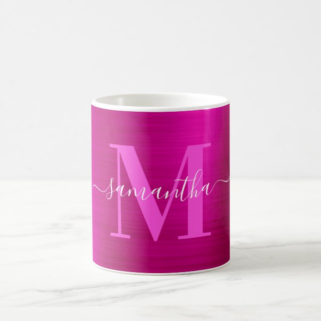 Metallisk varmröd signaturmonogram kaffemugg (Center)