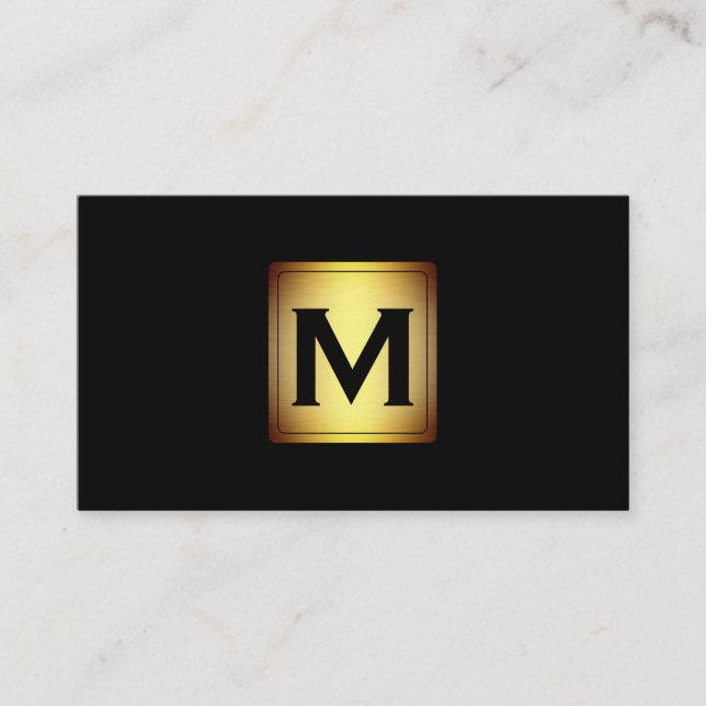 Metallisk vignettetikett med monogram visitkort (Framsida)