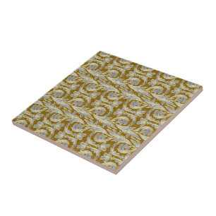 Metallisk Vinkar, Vit-Guld CERAMIC TILE Kakelplatta