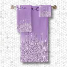 Metallisk Violet Lila Dripping Glitter Monogram