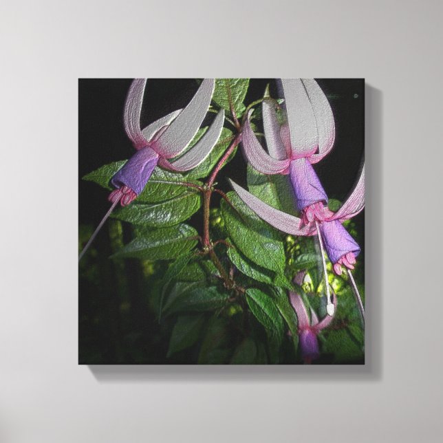 Metalliska Fuchsia-Blommar - Digitalt Enhanced Canvastryck (Framsida)