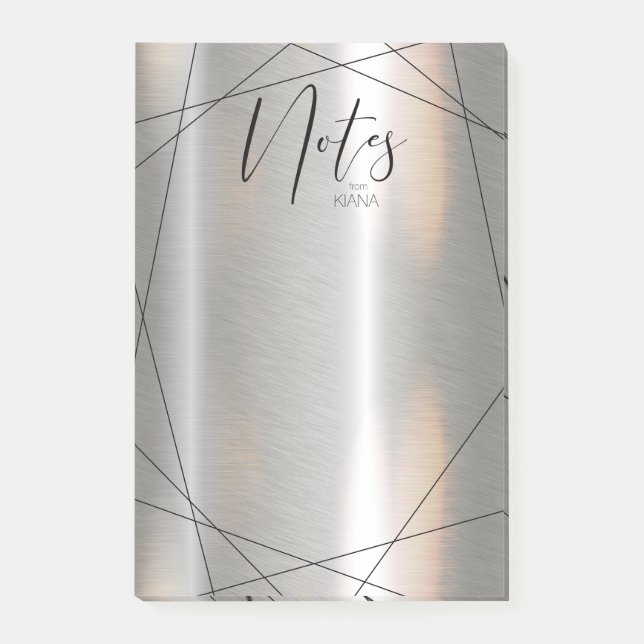 Metalliska geometriska anteckningar Silver/Svart I Post-it Block (Framsida)