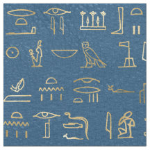 Metalliska Guld-egyptiska Hieroglyfer på Blue