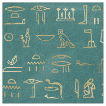 Metalliska Guld-egyptiska Hieroglyfer på Grönt
