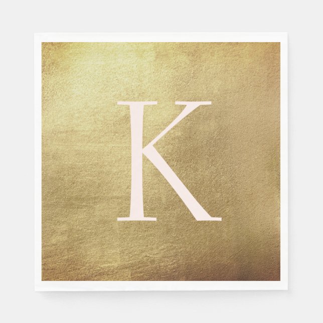 Metalliska Guld och  monogram luncheon Napkins Pappersservett (Framsidan)