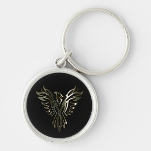Metalliska Phoenix Rund Silverfärgad Nyckelring