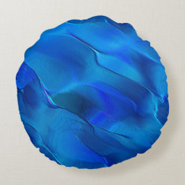 Metalliska sanddyner i levande blå toner av färg rund kudde