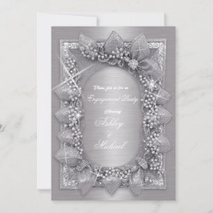 metalliska silverblad lyx fashionabla chic inbjudningar