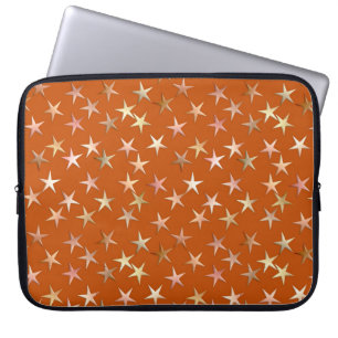 Metalliska stjärnor, blek guld och kopparskuggor laptop sleeve