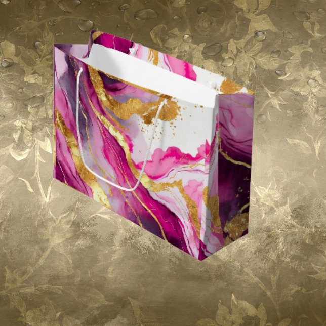 Metalliska Virvlar Presentpresent Pink, Guld & Vit (Skapare uppladdad)