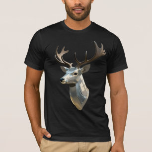 Metalliskt Cyberhjorthuvud Steampunk Väggkonst Tro T Shirt