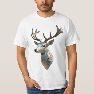 Metalliskt Cyberhjorthuvud Steampunk Väggkonst Tro T Shirt