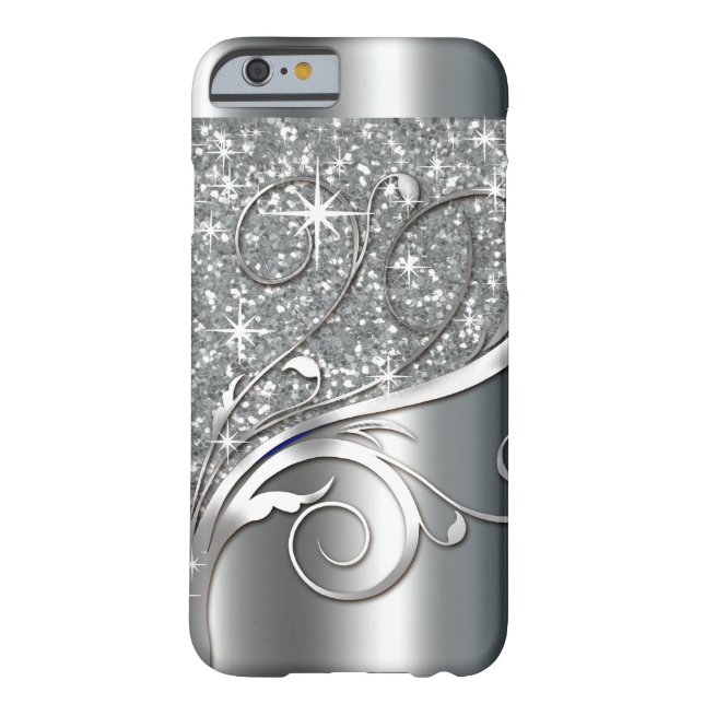 Metalliskt Filigree silver för Vinesglittermetall Case-Mate iPhone Skal (Baksidan)