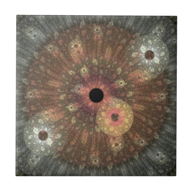 Metalliskt flamma fractalen belägger med tegel kakelplatta (Framsidan)