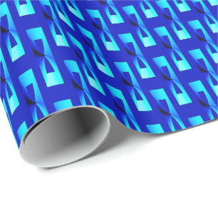 Metalliskt geometriskt för art déco - koboltblå presentpapper