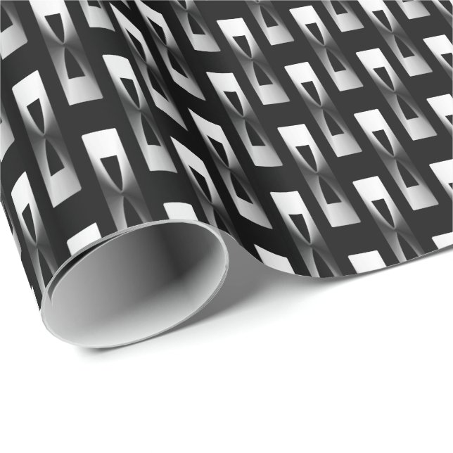 Metalliskt geometriskt för art déco - silver och presentpapper (Rullad Hörn)