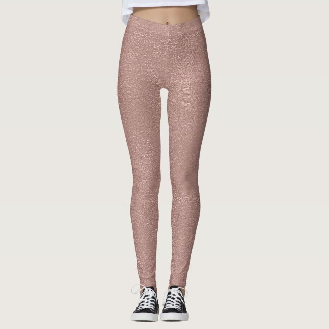 Metalliskt glitter för rosa guldrodnadSequins Leggings (Framsida)