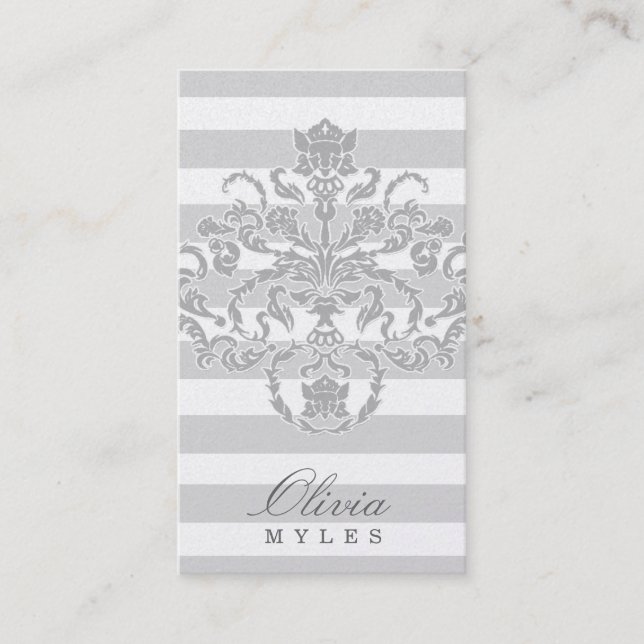 metalliskt grått nautiskt silver för Mile Visitkort (Framsida)