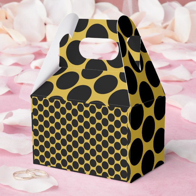 Metalliskt guld med svart prick stil gavel 4x2.5x5 presentaskar (Bröllop)