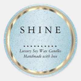 Metalliskt Guld och Blått Glitter Runt Klistermärke