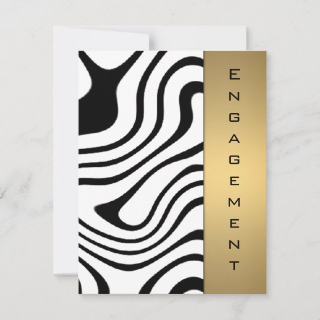 Metalliskt guld- och silverabstraktmönster inbjudningar (Framsida)