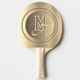 Metalliskt Guld Stål Graverad Monogram Pingisracket