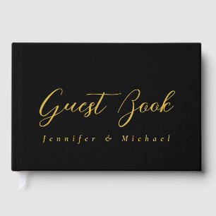 Metalliskt Guld & Svart Professionell Modern Elega Gästböcker