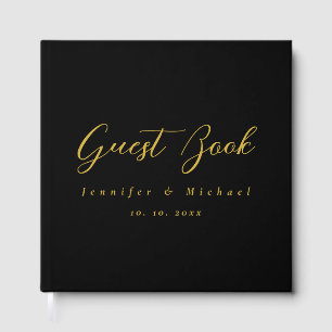 Metalliskt Guld & Svart Professionell Modern Elega Gästböcker