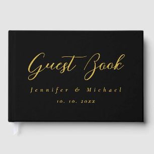 Metalliskt Guld & Svart Professionell Modern Elega Gästböcker
