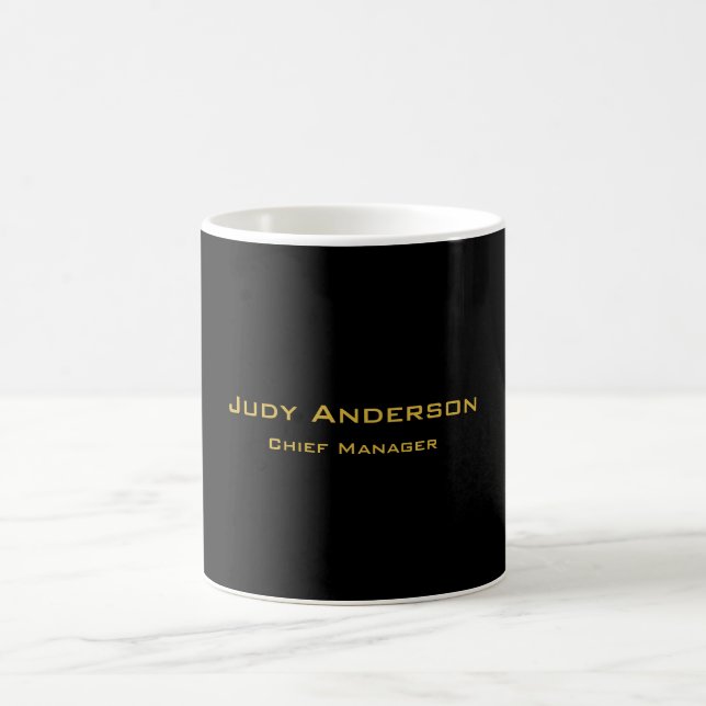 Metalliskt Guld & Svart Professionell Modern Elega Kaffemugg (Center)
