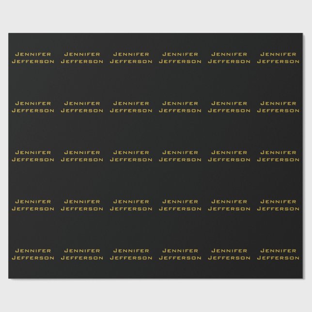 Metalliskt Guld & Svart Professionell Modern Elega Presentpapper (Platt)