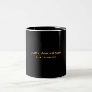 Metalliskt Guld & Svart Professionell Modern Elega Två-Tonad Mugg